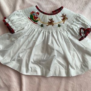 Worn once baby Christmas smocked bishop dress